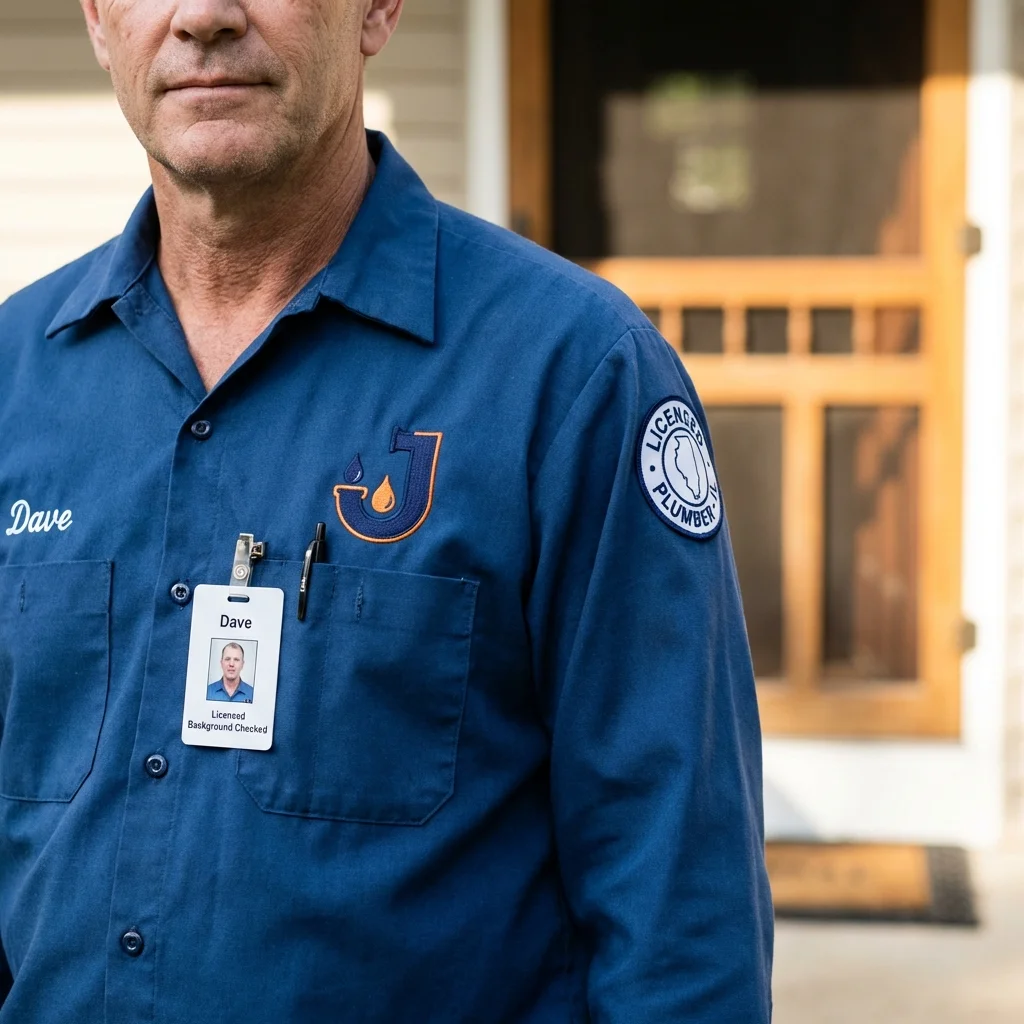 Licensed plumber showing ID badge in Huntington Park, CA