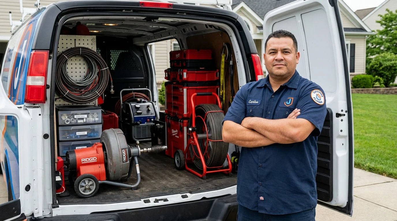 Professional drain cleaning equipment and Johns Plumbing LLC plumber in Huntington Park